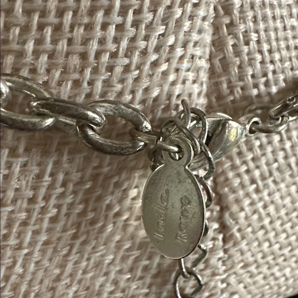 💜🩶 LAILA ROWE Silver-Tone Round Pendant Chain Necklace - Women's Jewelry purple